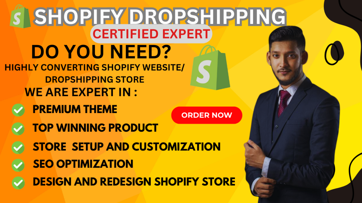 I will create Shopify store, design and redesign, Shopify dropshipping website, SEO