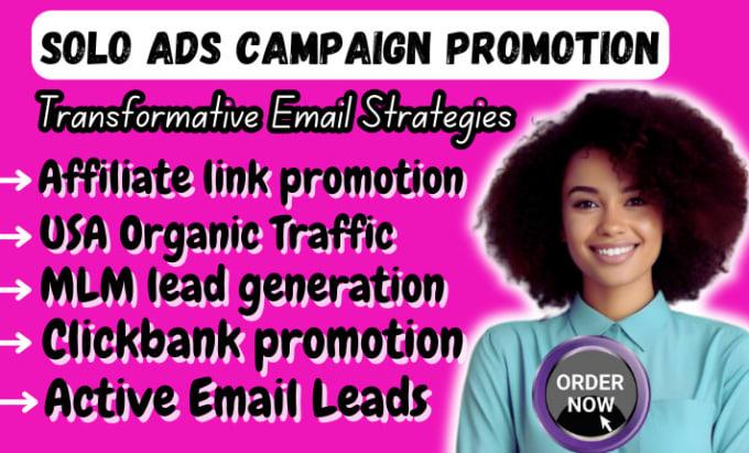 I will boost USA solo ads mlm leads generation clickbank affiliate link promotion