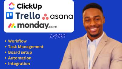 I will be your project management consultant for trello, asana, and clickup