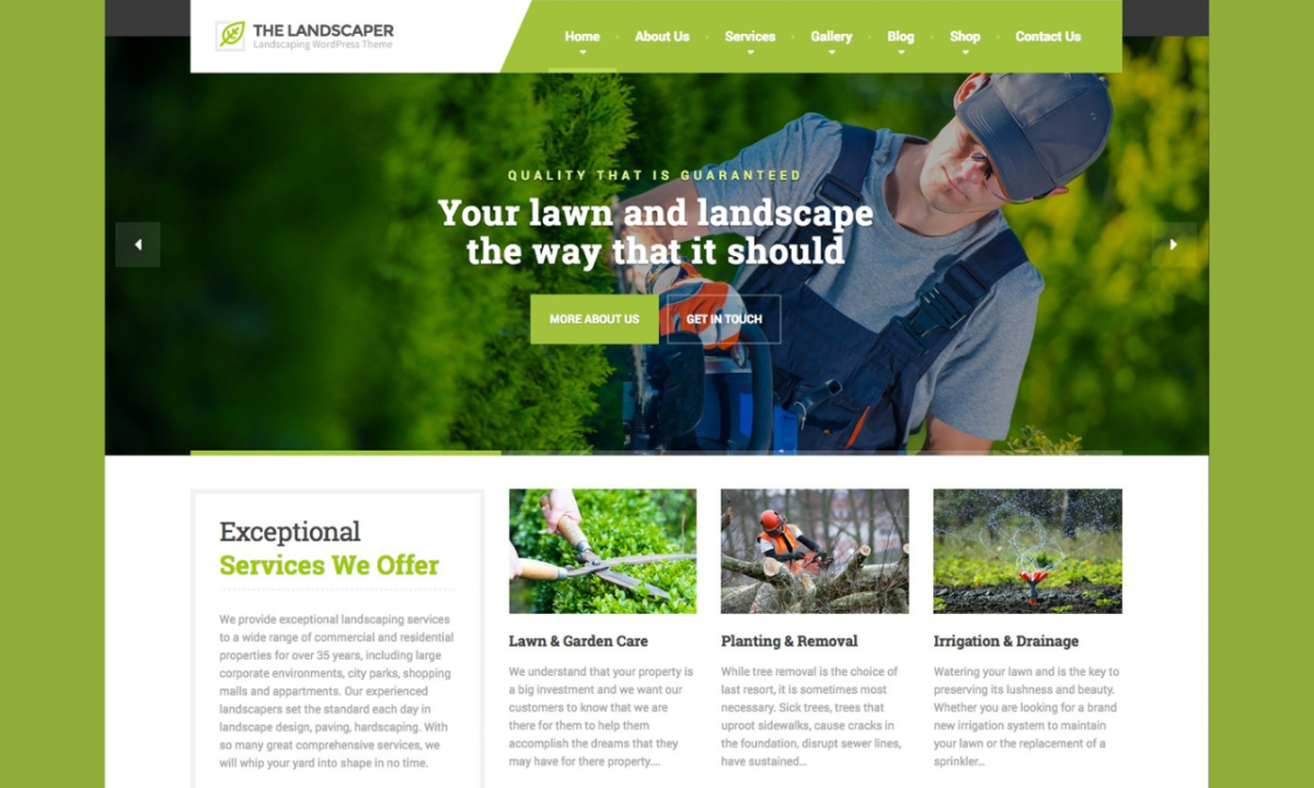 design lawncare website landscape cleaning gardening wix or wordpress website