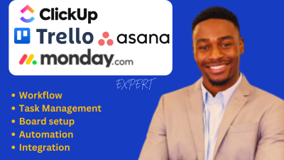 I will be your project management consultant for trello, asana, and clickup