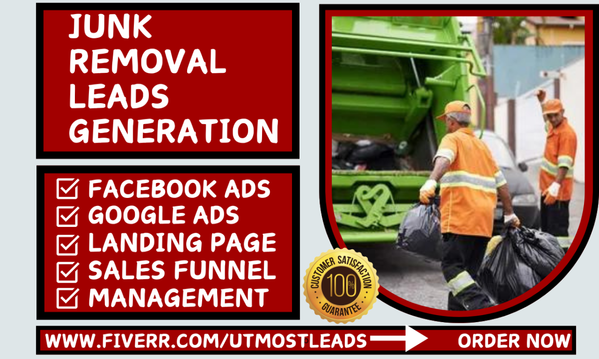 I will generate junk removal hauling lead dumpster cleaning service landing page funnel