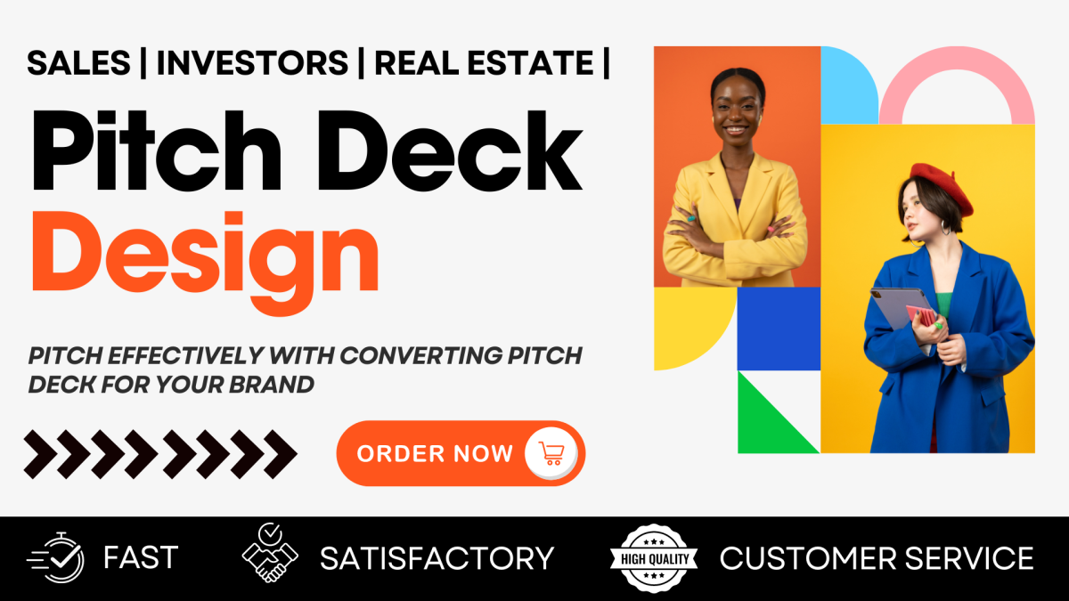 I will design pitch deck, investor pitch deck, sales pitch deck, real estate pitch deck