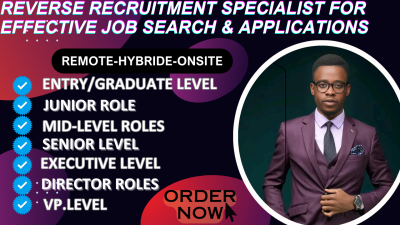 I will expertly assist with job search, applications, remote job and reverse recruiter