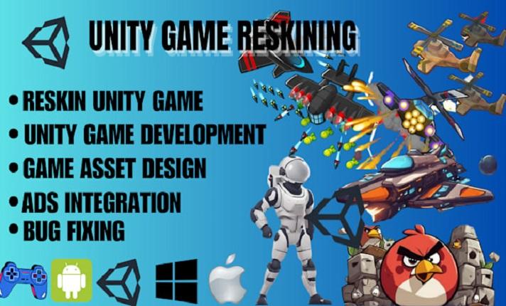 I will reskin unity games, mobile game ready to publish