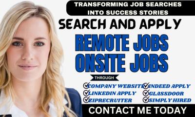 I will search and apply 100 remote, onsite jobs application using reverse recruit