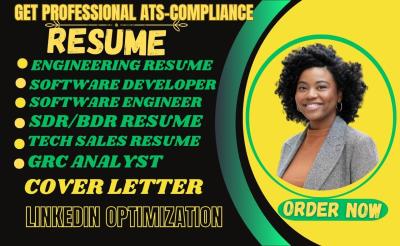 I will craft, edit engineering resume, software developer, GRC, SDR, tech sales resume