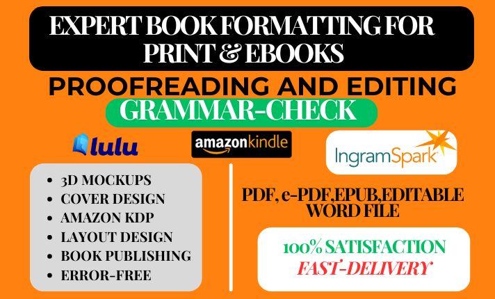 I Will Do Amazon KDP Book Formatting, Publishing, Layout Design for Ebook and Paperback
