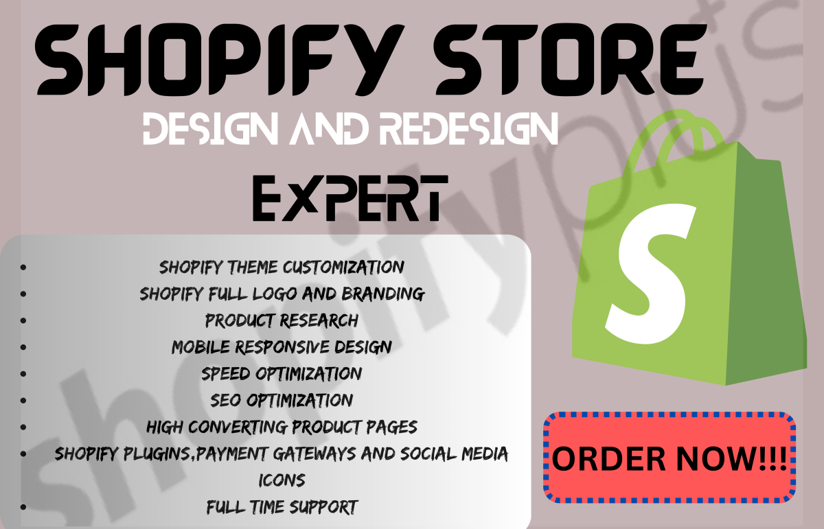 I will design redesign shopify store shopify dropshipping store shopify website