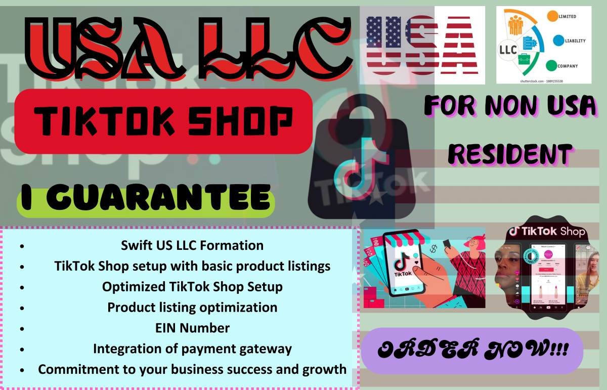 I will create USA llc tiktok shop for non USA resident