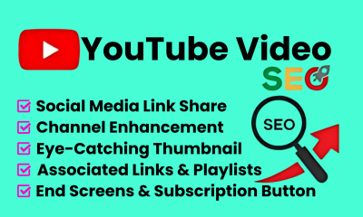 I will provide YouTube video SEO optimization for top five ranking