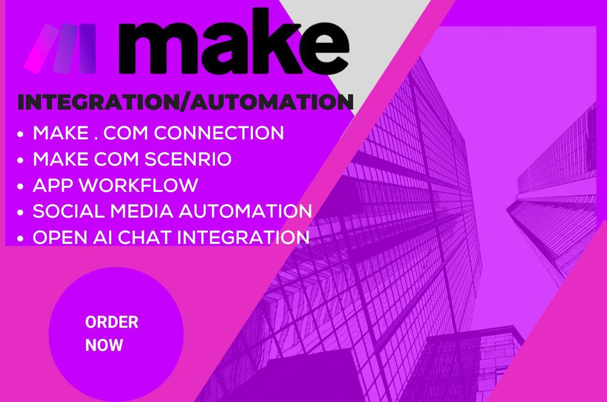 I will make com connection, com workflow, com scenario, com integration