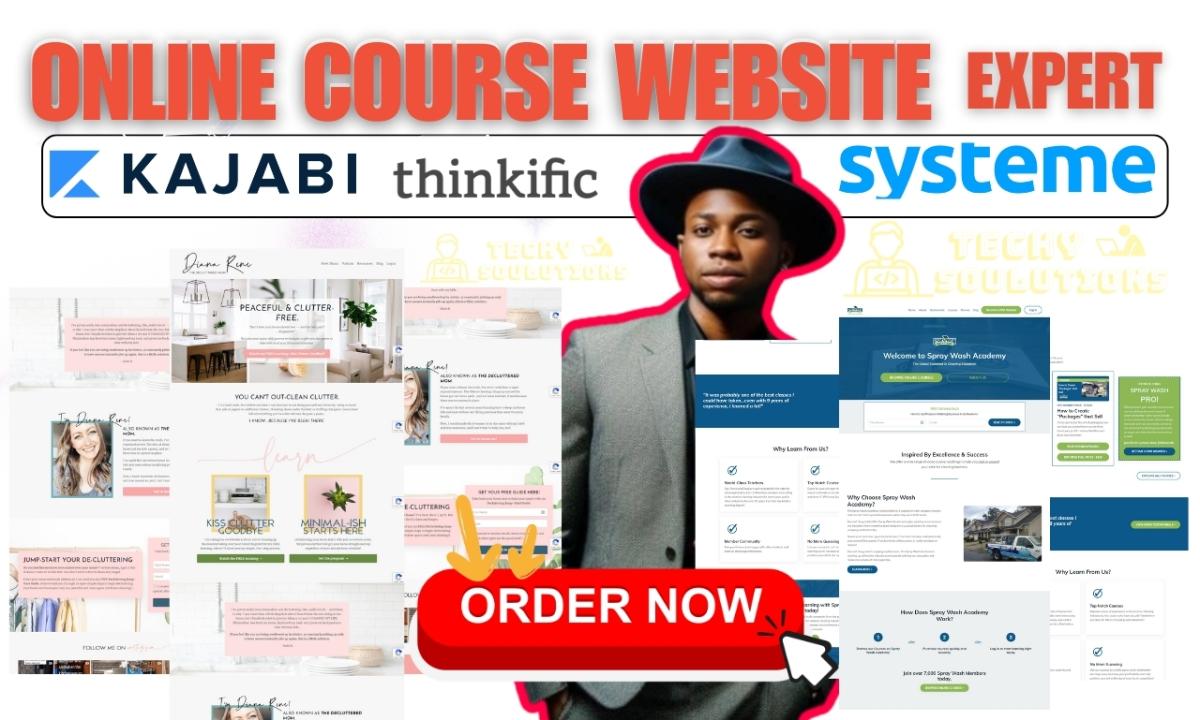 I will build expert Kajabi online course website, Systeme.io, Thinkific sales funnel GHL