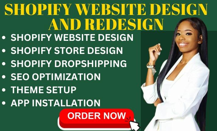 I will build Shopify website redesign, Shopify website design, SEO optimization