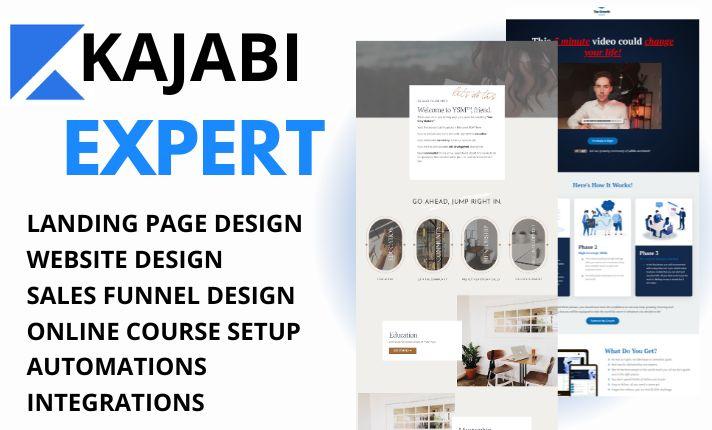I will be your Kajabi, Kajabi website, online course, landing page, sales funnel expert