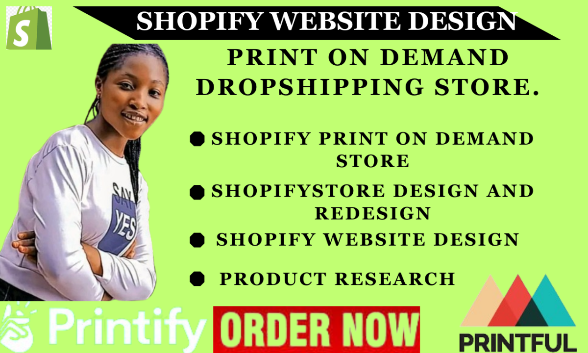 I will create print on demand shopify store pod store website design and redesign
