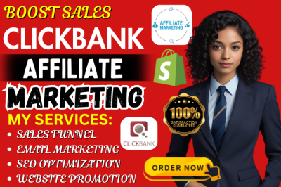 I will do clickbank affiliate marketing website promotion shopify sales funnel