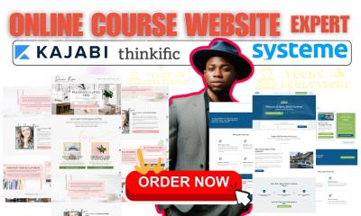 I will build expert Kajabi online course website, Systeme.io, Thinkific sales funnel GHL