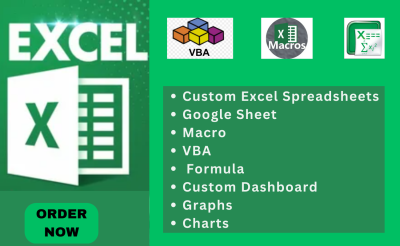 I will custom excel spreadsheets, google sheet, macro, vba, formula custom dashboard