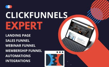 I will be your ClickFunnels, ClickFunnels Sales Funnel, Landing Page, CF 2.0 Expert