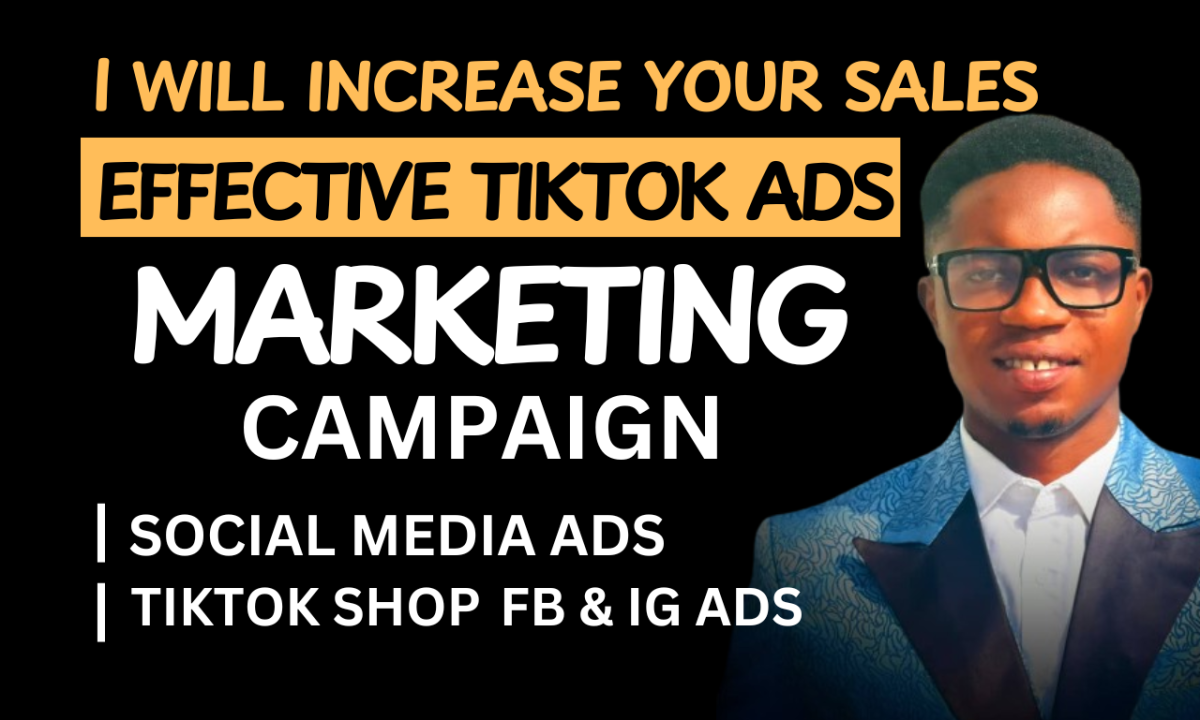 I will do complete Shopify marketing TikTok ads manager Shopify Facebook ads for sales