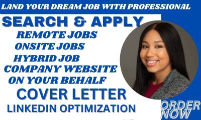 I will reverse recruiter job search and apply, job application, remote jobs, onsite job