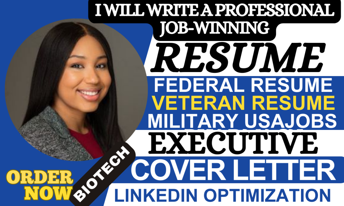 I will write federal engineering scrum master data science sales medical resume writing