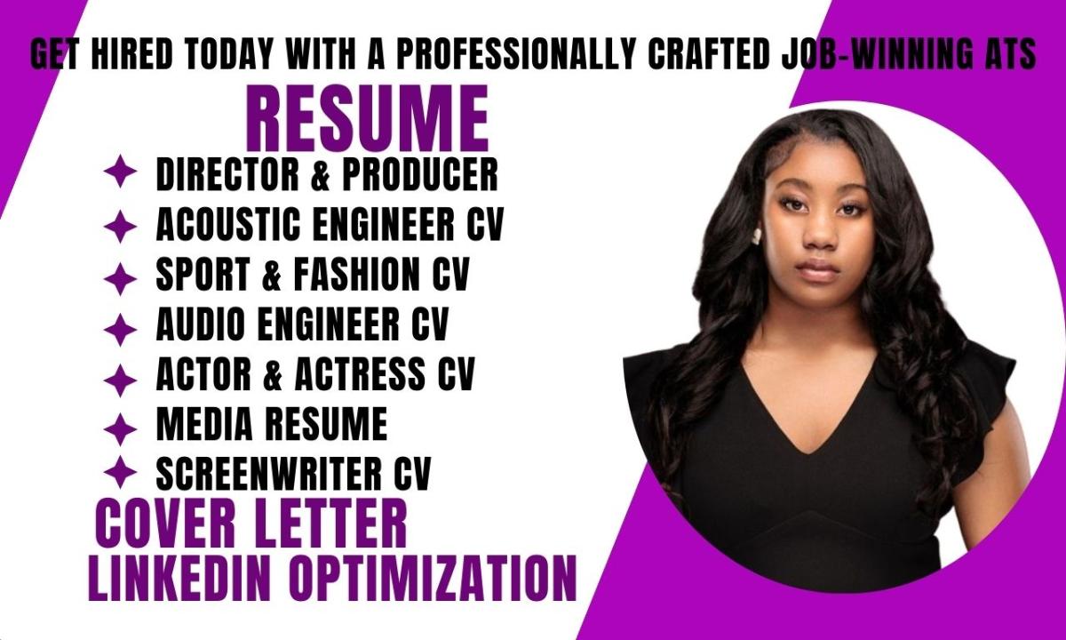 I will write audio engineer CV, cinematographer CV, screenwriter, dsp engineer resume