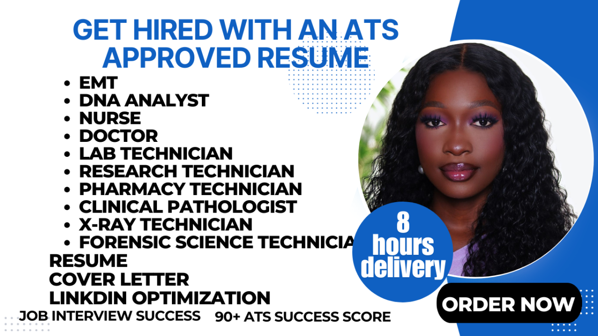 I will write a Lab Technician Resume, DNA Analyst, Pharmacy Technician, EMT ATS Resume