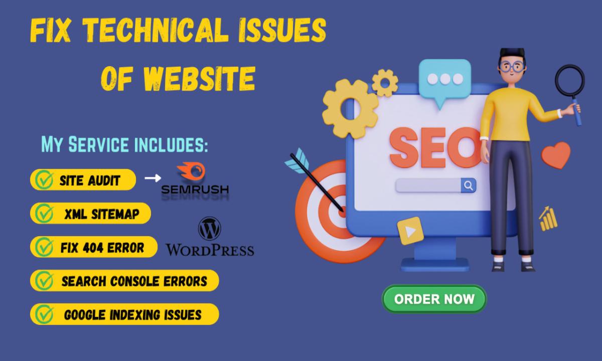 I will fix 404, 301, sitemap, and search console errors for your website