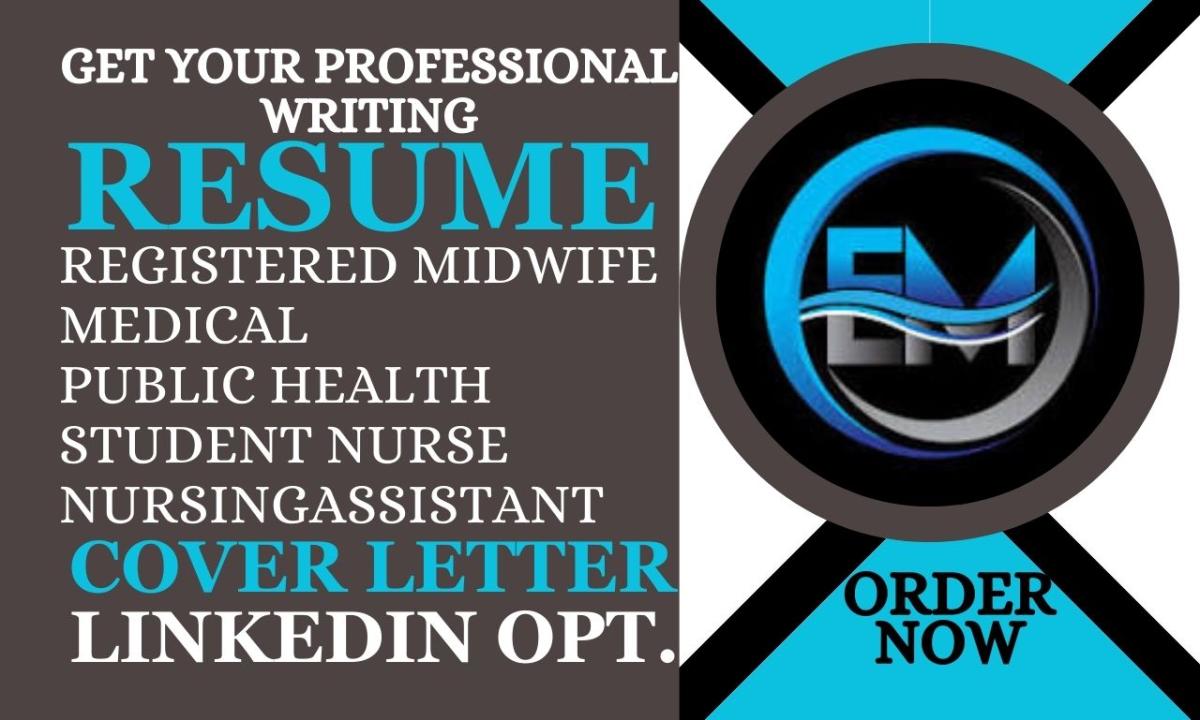 I will write resume for medical, caregiver charge nurse, chemist, public health and icu