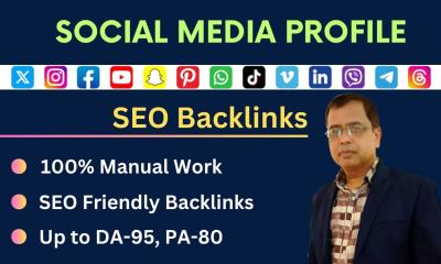 I will do 350 social media profiles with high da, pa SEO backlinks