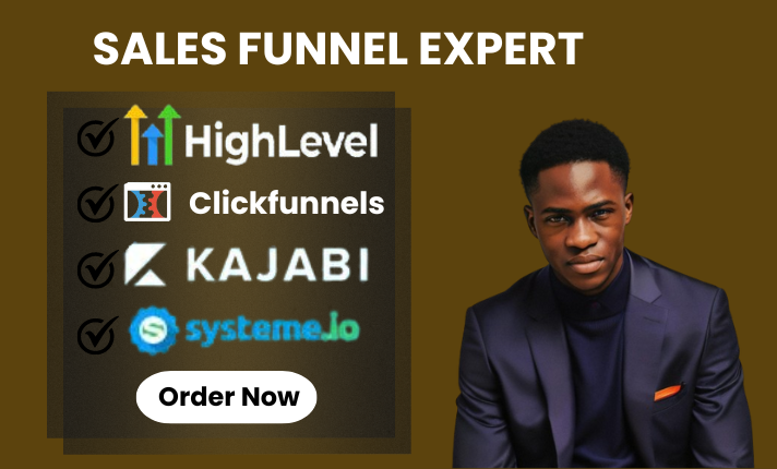 I will gohighlevel website in clickfunnels, kajabi, systeme io sales funnel expert