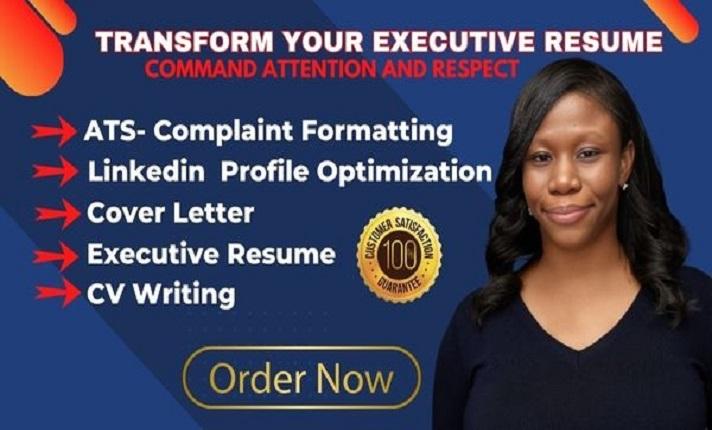I will write professional executive resumes cover letter resume writing resume writer