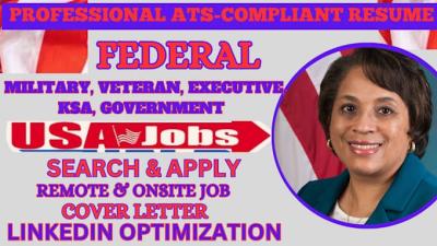 I will write federal, veteran, executive, search and apply USA job on your behalf