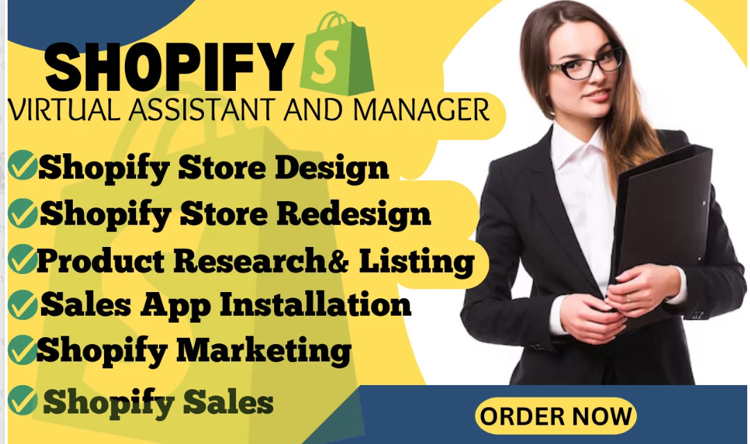 I will be your shopify virtual assistant shopify VA store manager dropshipping manager
