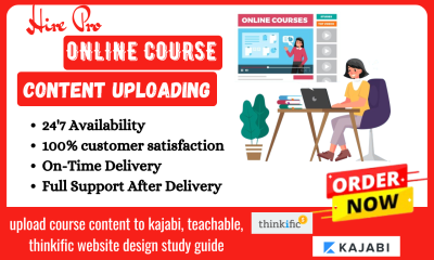 upload course content to kajabi, teachable, thinkific website design study