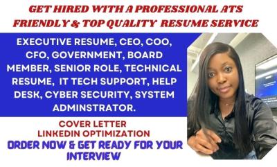 I will write winning executive resume technical resume cover letter and linkedin