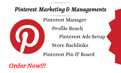 I will be your Pinterest marketing specialist, optimize, design, and market your brand