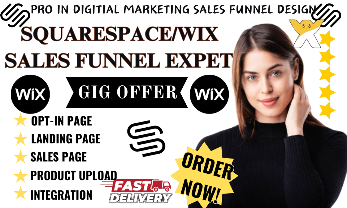 I will design wix sales funnel, wix landing page, squarespace sales funnel, wix expert