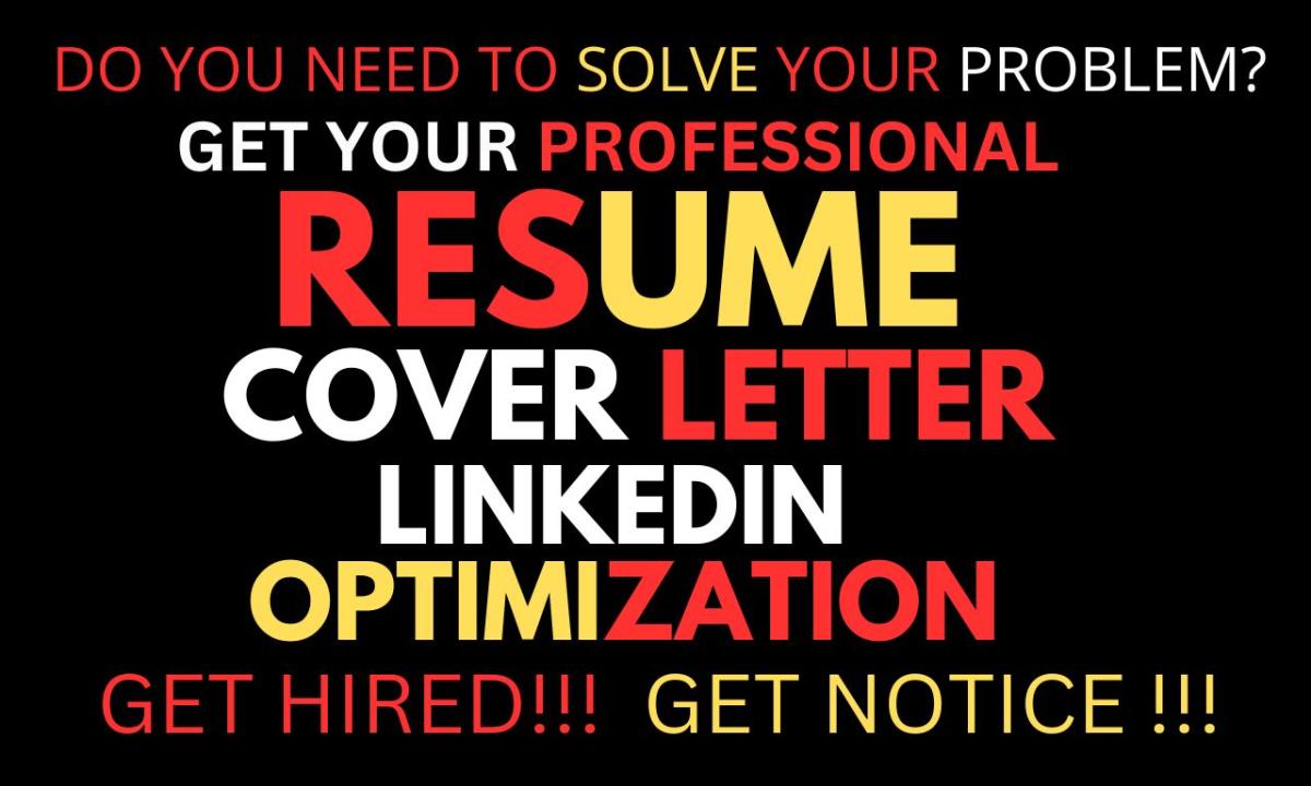 I will create a professional resume writing, cover letter, and LinkedIn profile ATS opt