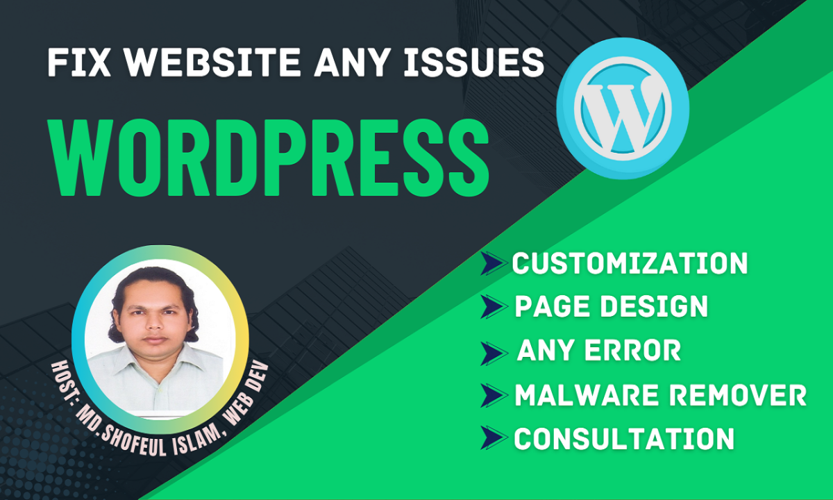 I will fix WordPress website any issues, bugs, and customization