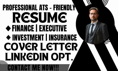 I Will Craft a Perfect Resume for Accountant, Finance, Executive, Insurance, Investment