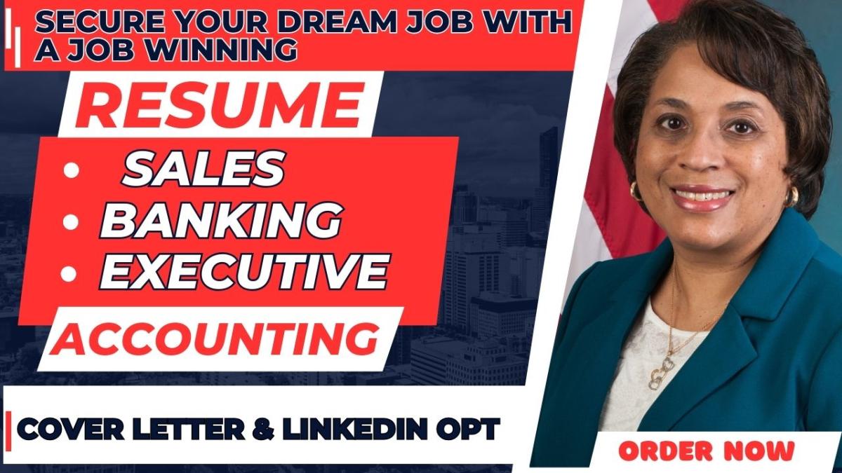 I will write sales, banking, accounting, investment, finance, marketing, CV, ats resume