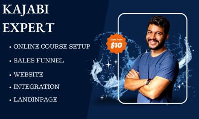 I will create a kajabi website, kajabi sales funnel, kajabi online course, kajabi landing page