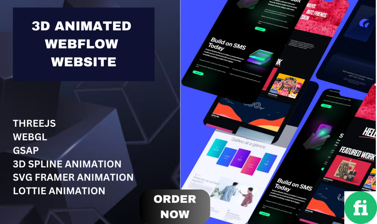 I will build 3d spline animation webflow website, threejs website, 3d animated website