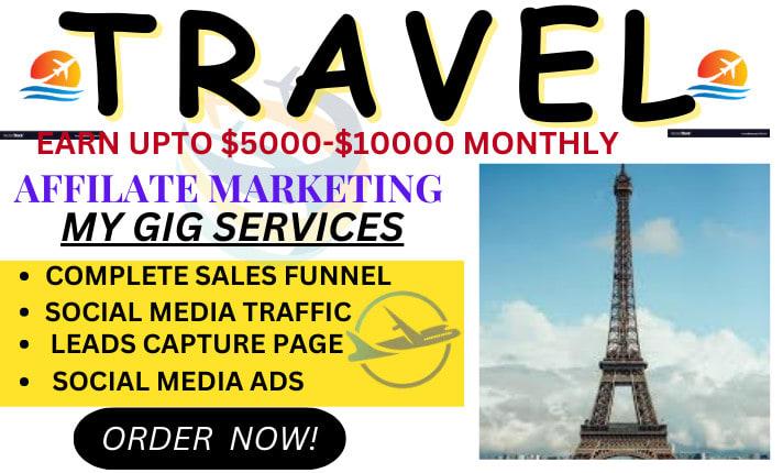 I will build a travel affiliate website, clickbank affiliate marketing sales funnel