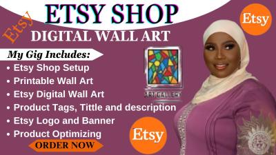 I will setup Etsy Print on Demand, Etsy Shop, Etsy SEO for Etsy Digital Product