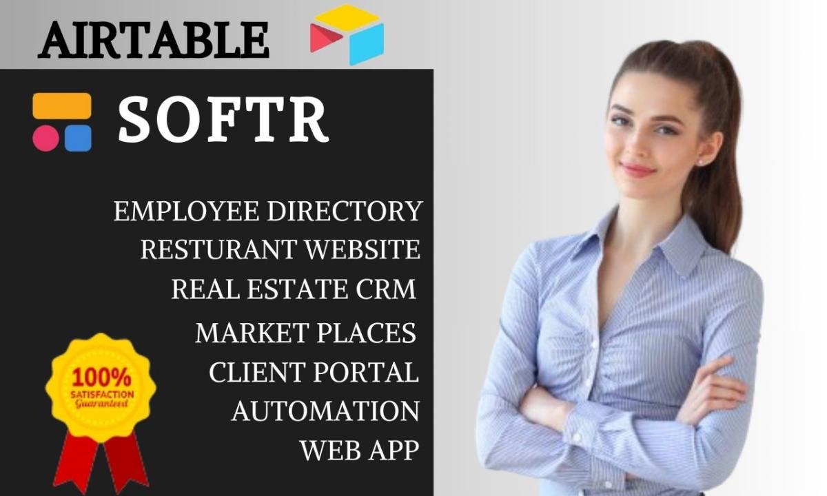 I will create Airtable database, Softr custom portal, CRM Smartsuite, Real Estate portal