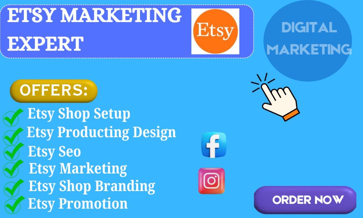 I will do Etsy shop setup, Etsy digital products design, Etsy listing, Etsy SEO rank